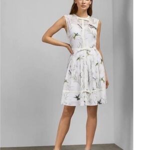 Ted Baker White Floral Midi Dress